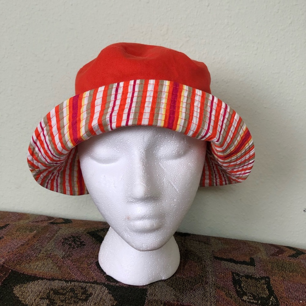 Orange And Striped Reversible Bucket One Size 19” - Picture 4 of 7